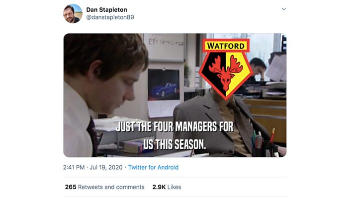 Tweet about Watford 