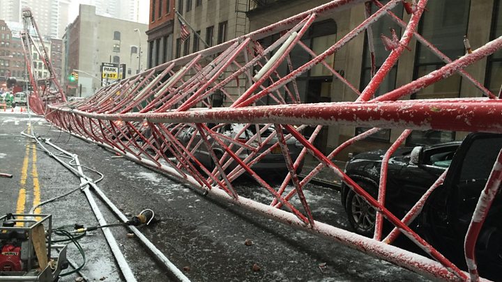 New York Crane Collapse Kills At Least One Person Bbc News