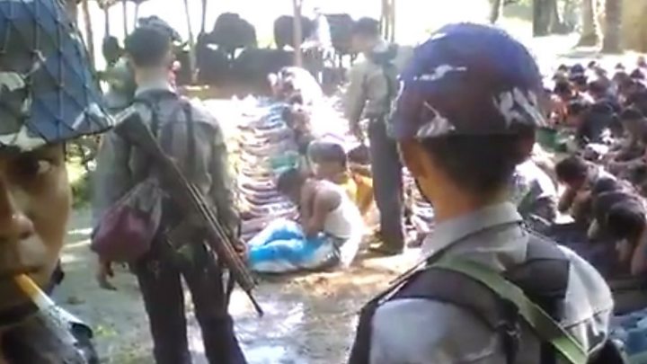 Myanmar Detains Police Officers Over Rohingya Beating Video Bbc News 