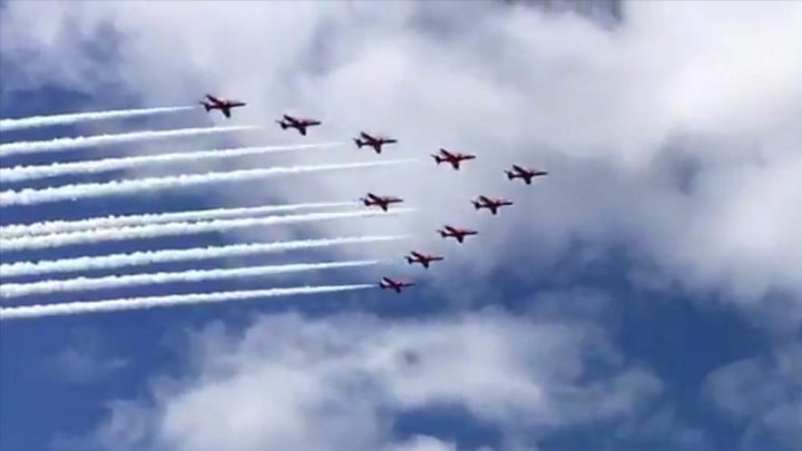 The Red Arrows Wow Onlookers During Yorkshire Training Flight