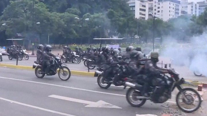 Clashes and demonstrations took place in the capital Caracas on Sunday