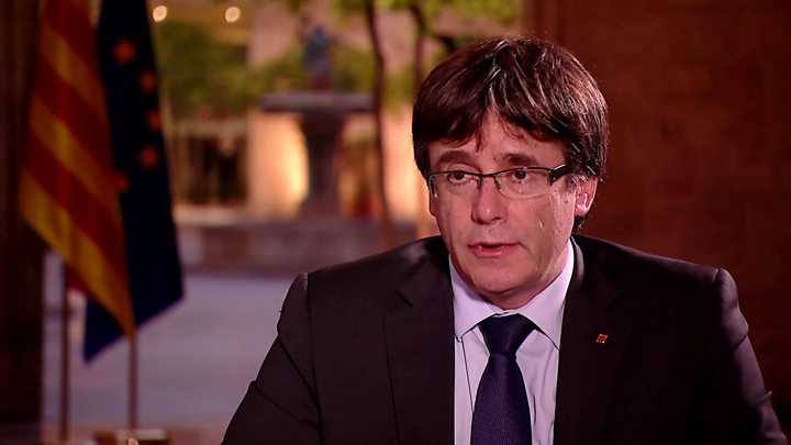 Carles Puigdemont spoke to the BBC on Tuesday evening