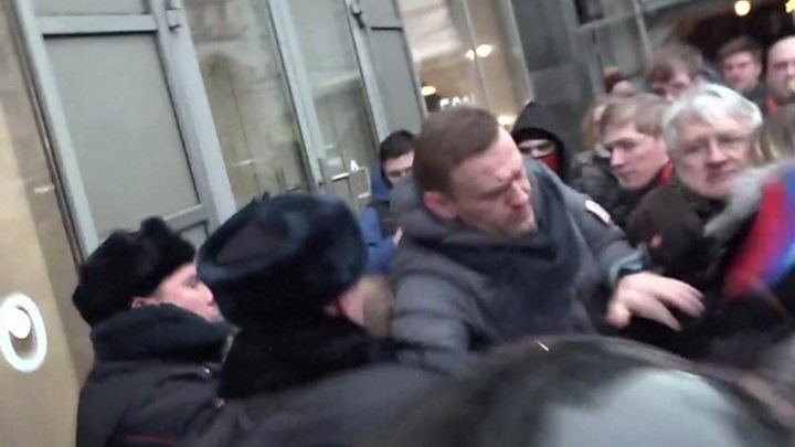 Russian Presidential Vote Navalny Detained On Day Of Protests Bbc News 