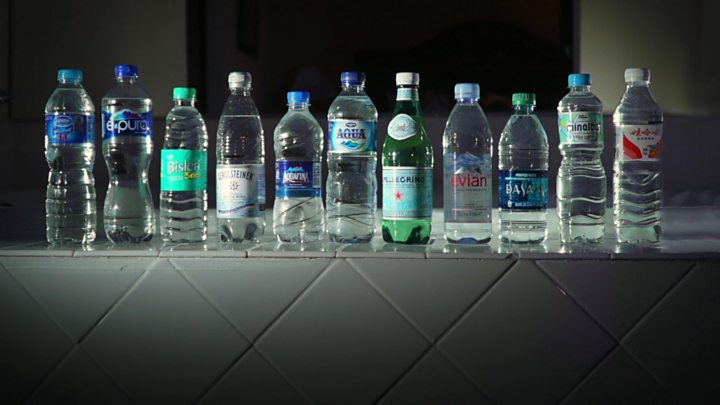 Plastic particles bottled water 