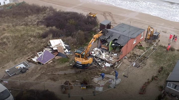 First lorry-load of sand arrives at storm-hit Hemsby beach 