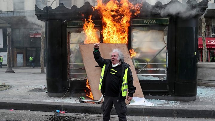 Image result for yellow vest in paris today