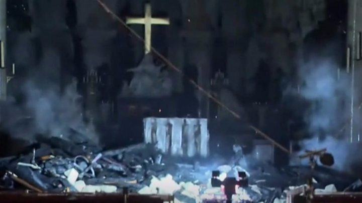 First Look Inside Notre Dame After Fire