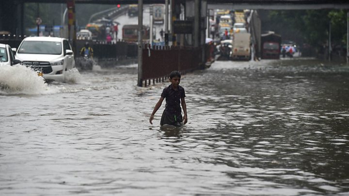 Mumbai Heaviest Rain In Decade Triggers Chaos Bbc News