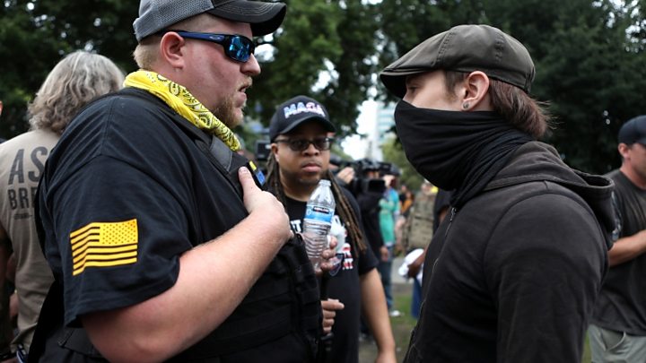 Rival Protests In Portland Oregon