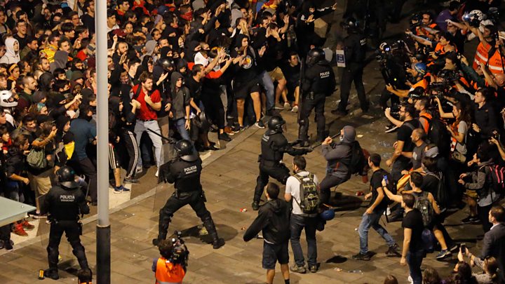 Catalan protests: Region's president urges immediate halt to violence