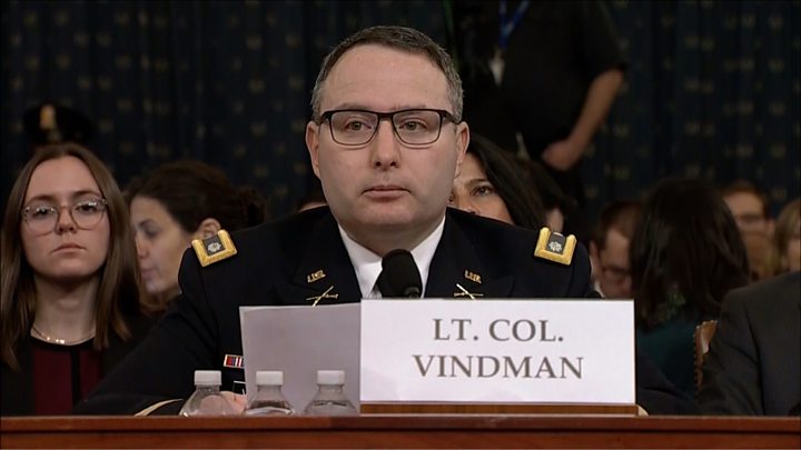 Lt Col Vindman testified in November about the president's "improper" call