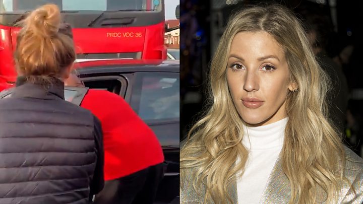 Ellie Goulding Helps Driver T Boned By Royal Mail Truck Bbc News