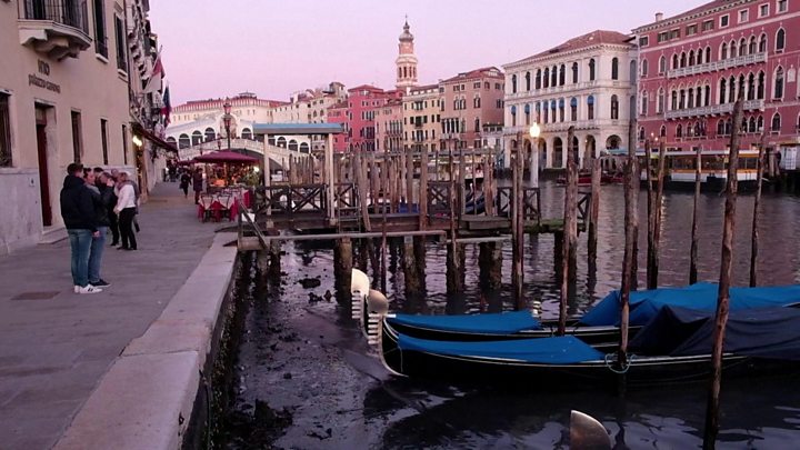 Venice Canals Almost Dry Two Months After Severe Floods Bbc News