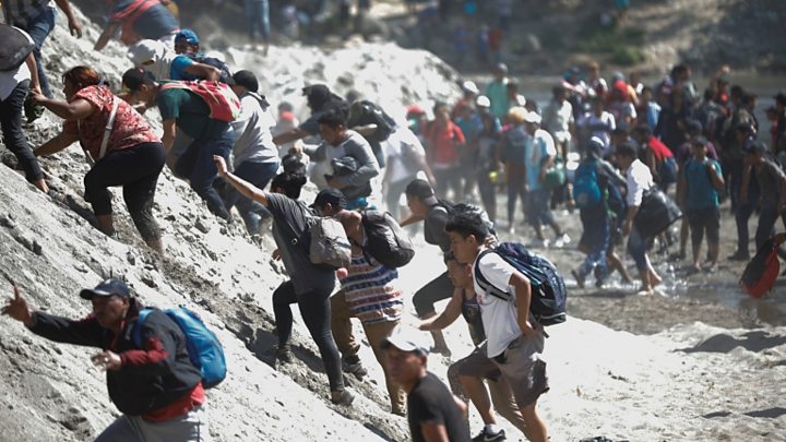 Hundreds Of Us Bound Migrants Stopped From Entering Mexico Bbc News 