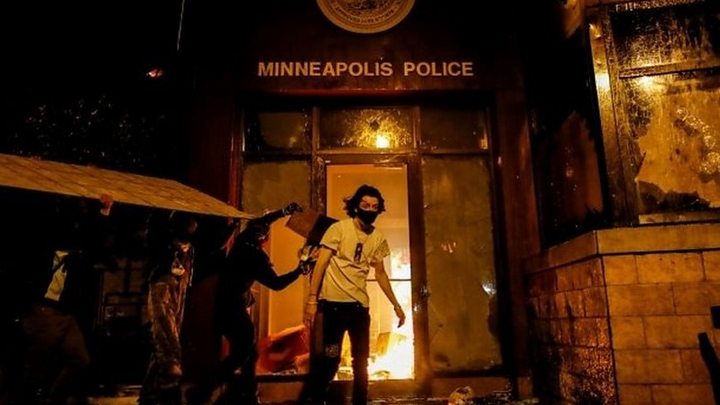 George Floyd: Protesters set Minneapolis police station ablaze ...