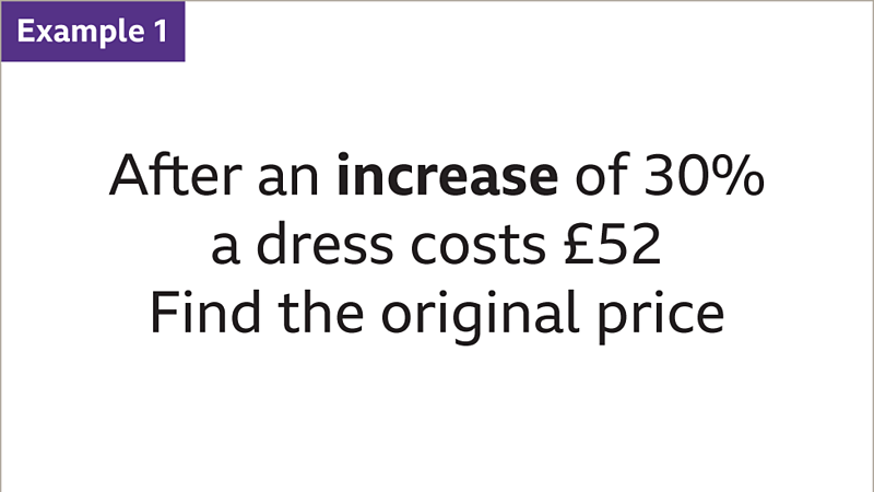 How to work out a percentage original value before percentage decrease ...