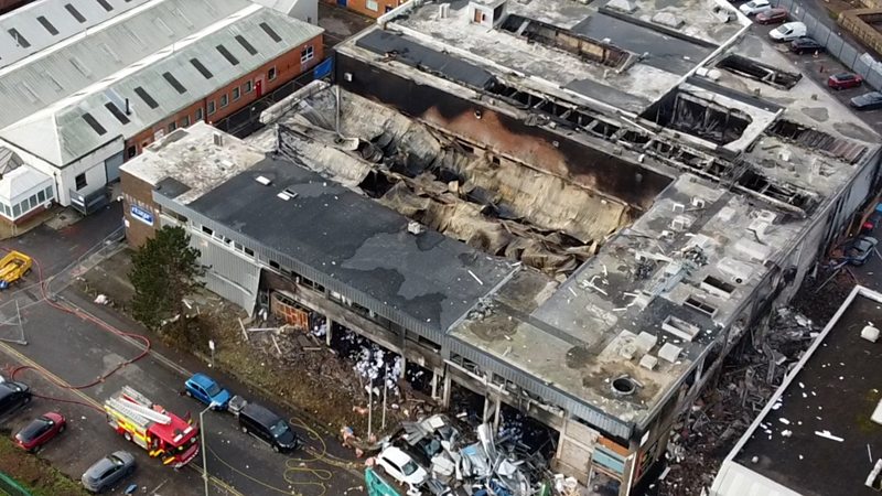 Treforest fire: Woman crushed in industrial estate explosion - BBC News