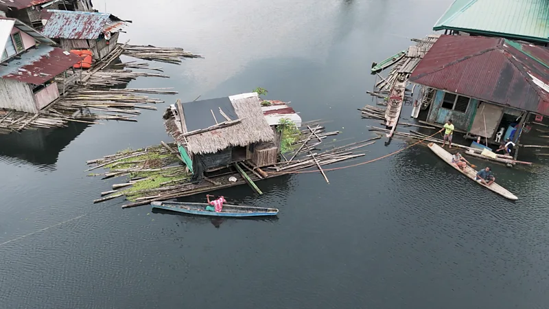 Floating bamboo houses keep this indigenous tribe safe in a typhoon