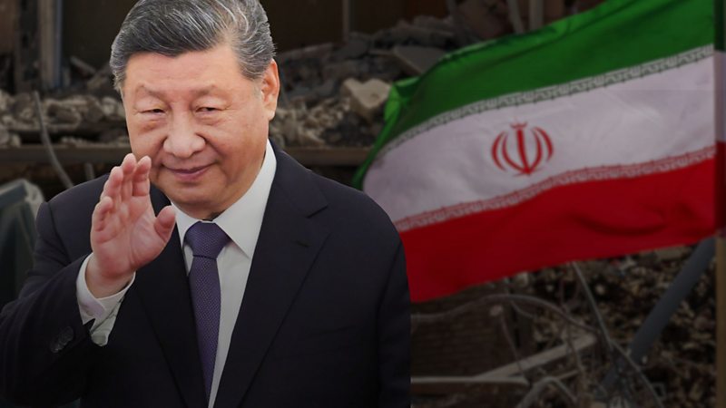 中國國家主席習近平及伊朗國旗