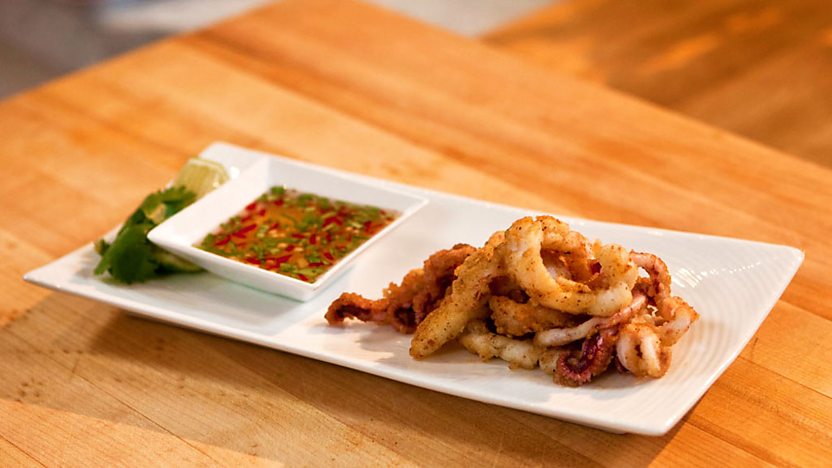 Squid with chilli and garlic dipping sauce recipe - BBC Food