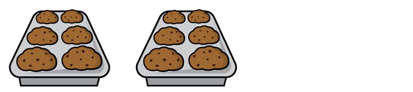 Two baking trays each containing 6 muffins.