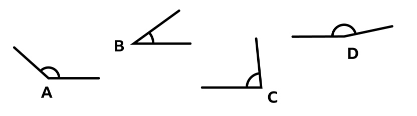 Angles labelled A, B, C and D