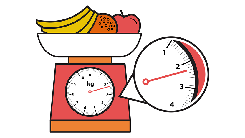 Scales showing 2300 g