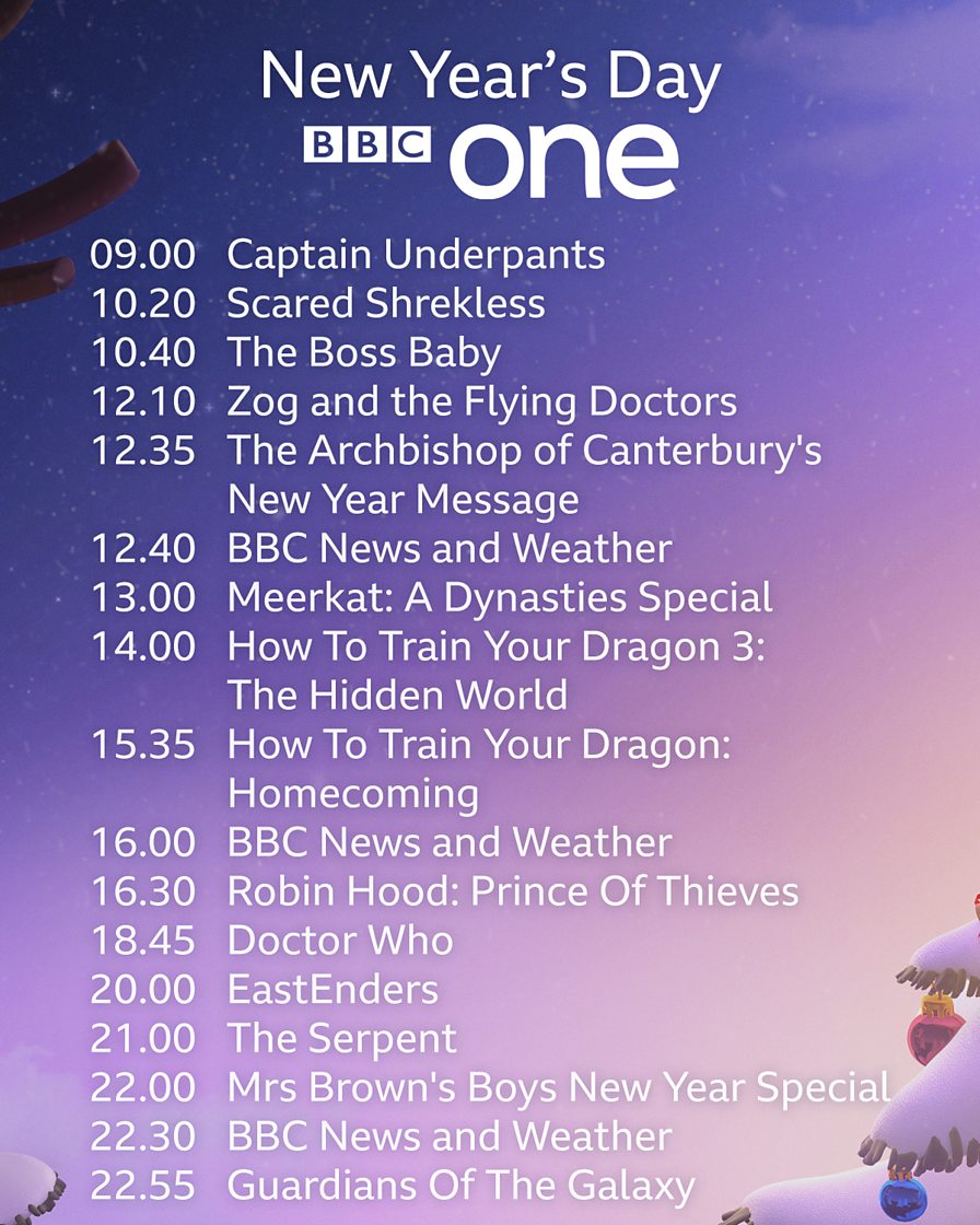 BBC BBC One Christmas and New Year Schedules 2020