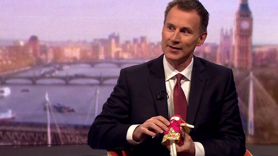 Jeremy Hunt with a doll made by Nazanin Zaghari-Ratcliffe