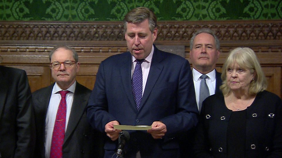 Sir Graham Brady, chairman of the 1922 Committee, announces May survive confidence vote