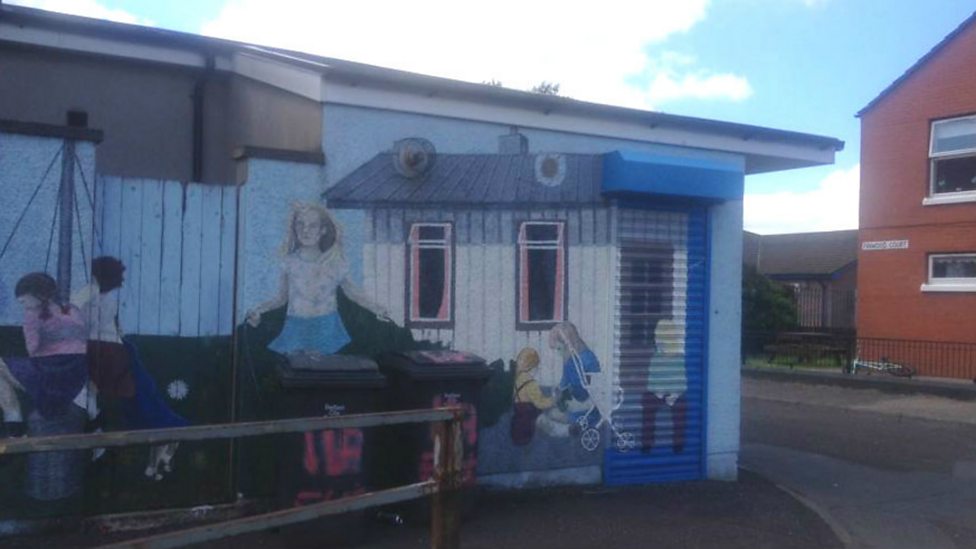 BBC Radio Ulster Tin Town Kids, Taughmonagh, South Belfast Mural of