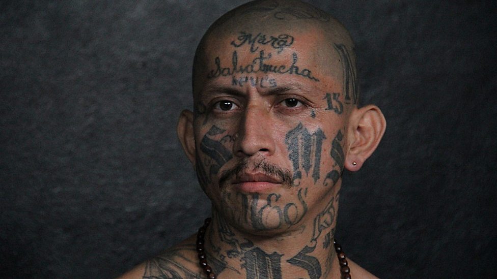 BBC World Service - Assignment, El Salvador, El Salvador - A Mara  Salvatrucha member shows his facial tattoos