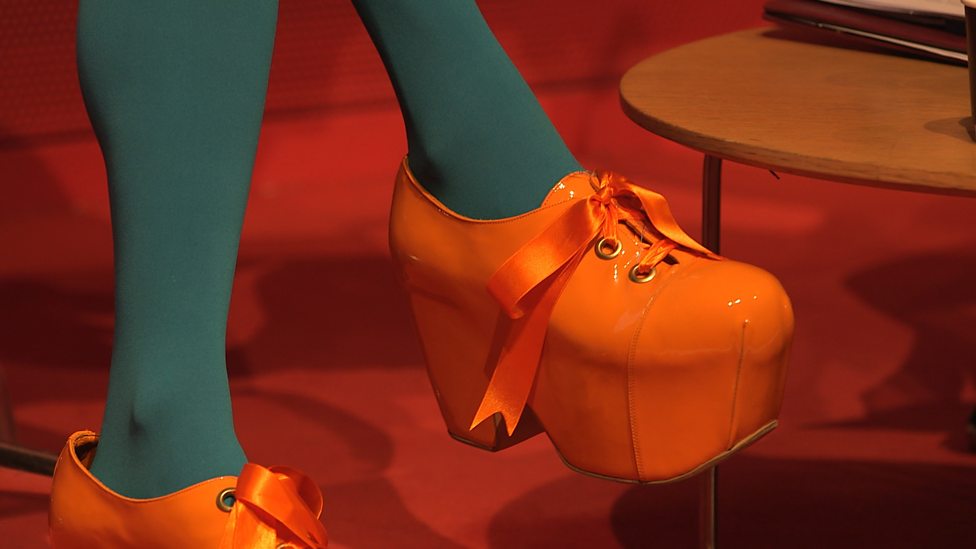 orange platform shoes