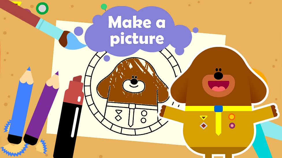 Join Duggee and the Squirrels to make a colourful picture.