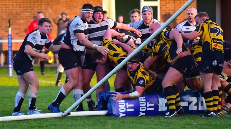 Wham! Two rugby teams knock down a goalpost with their scrum CBBC Newsround