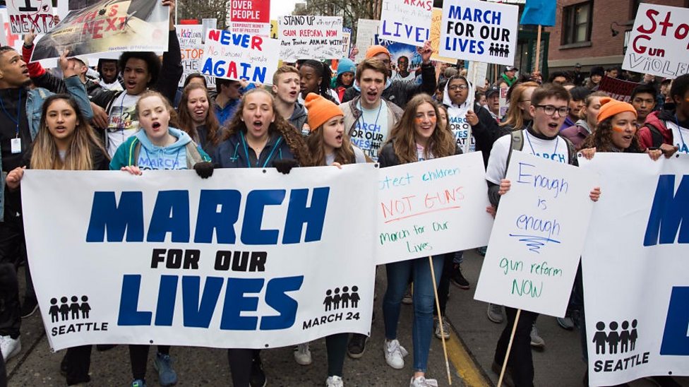 Children take part in the March For Our Lives - CBBC Newsround