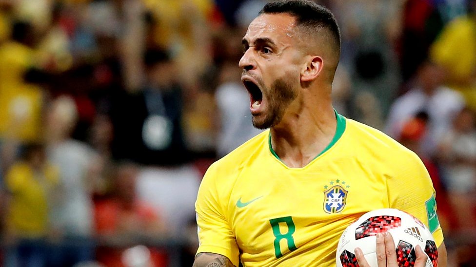 Image result for world Cup 2018: Renato Augusto scores with a header to pull a goal back for Brazil