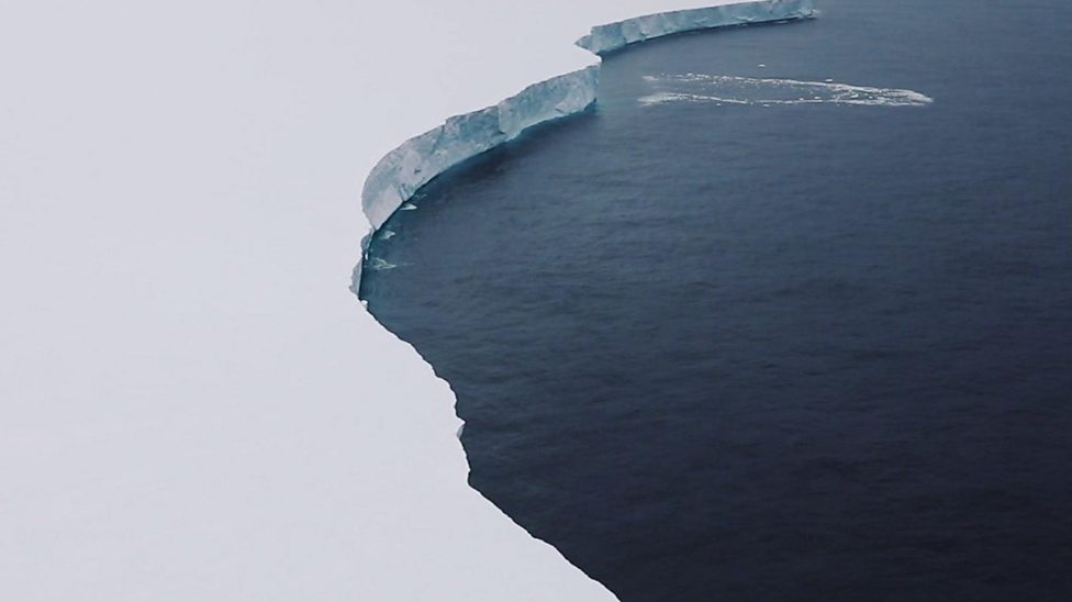 Drone pictures of the giant iceberg causing threat to wildlife