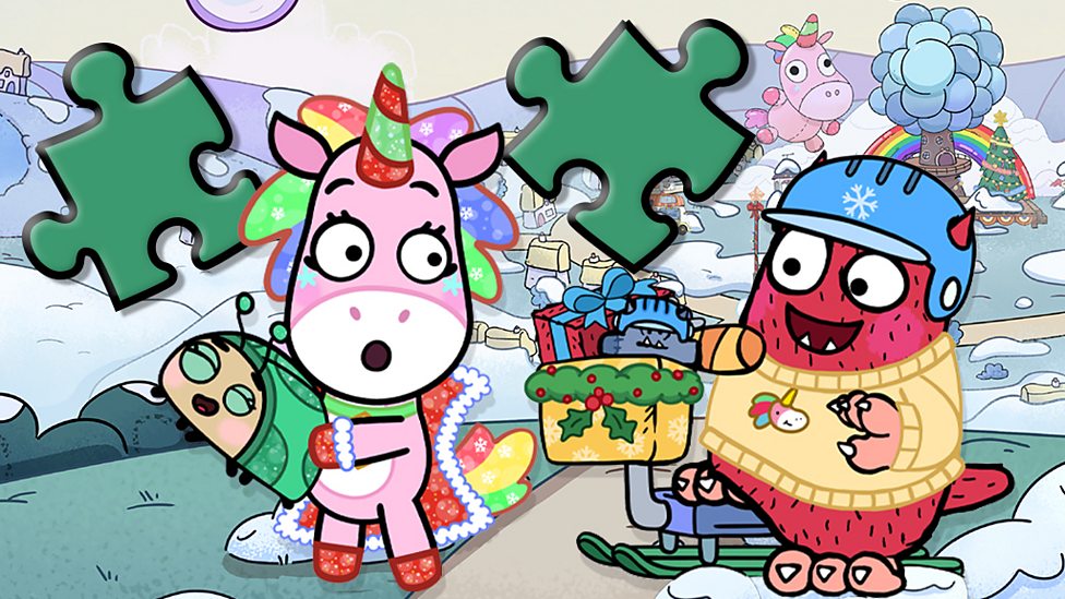 Love Monster and Glitterhorn Christmas Jigsaw - Content card