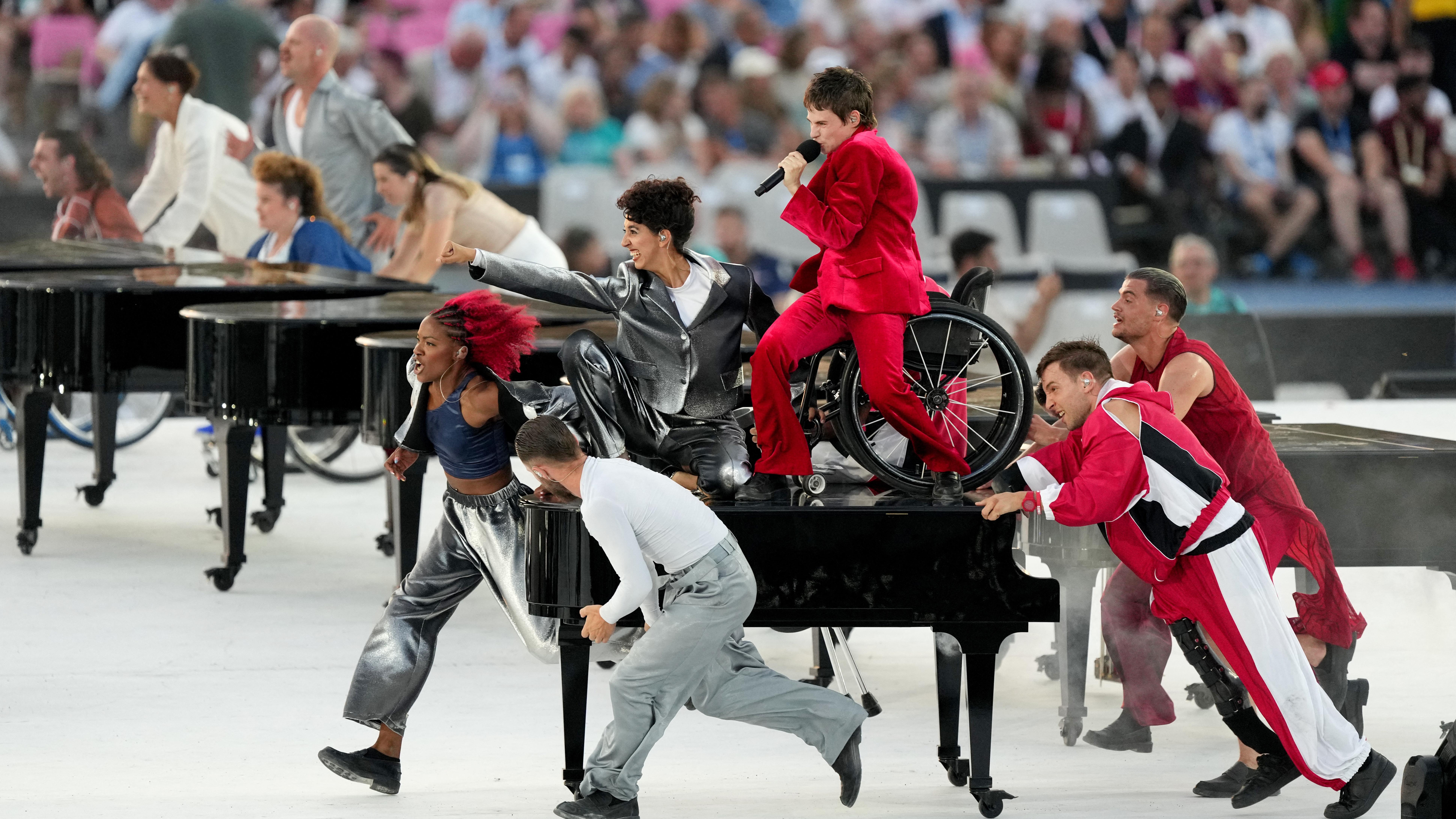 Christine and the Queens perform during the opening ceremony in Paris - 28 August 2024