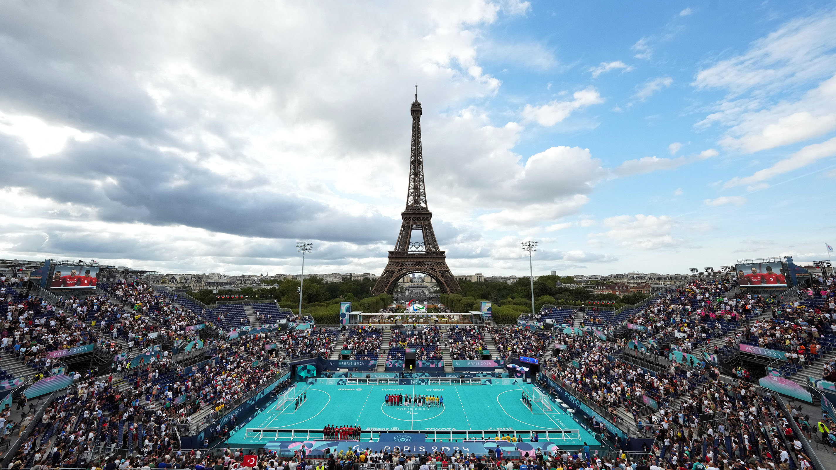 Blind football match in the Eiffel Tower Stadium on 1st September 2024