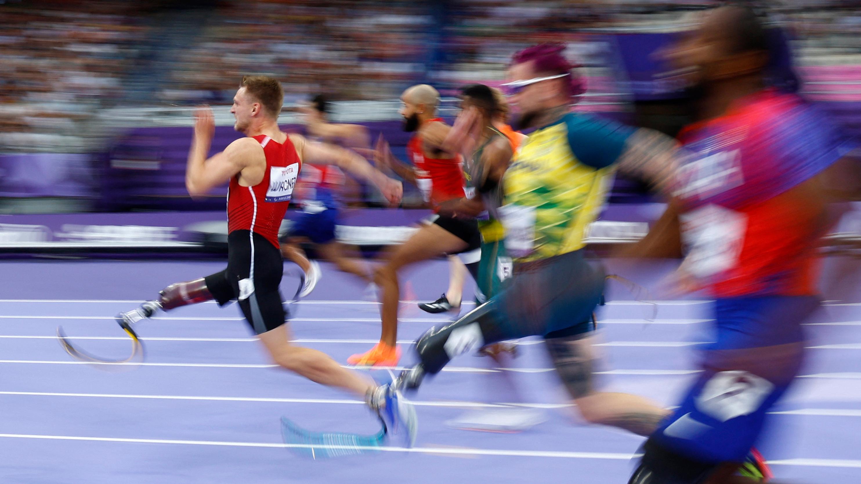 Daniel Wagner of Denmark during the Men's 100m competition in the Paris Paralympic Games 2024