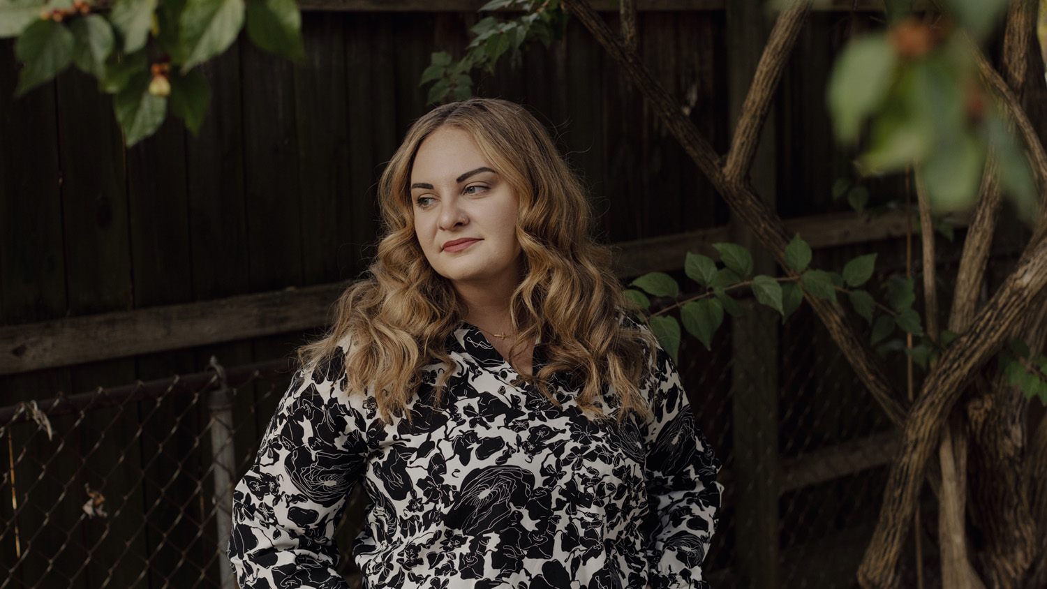 Katherine Green poses in a garden in Louisville, Kentucky