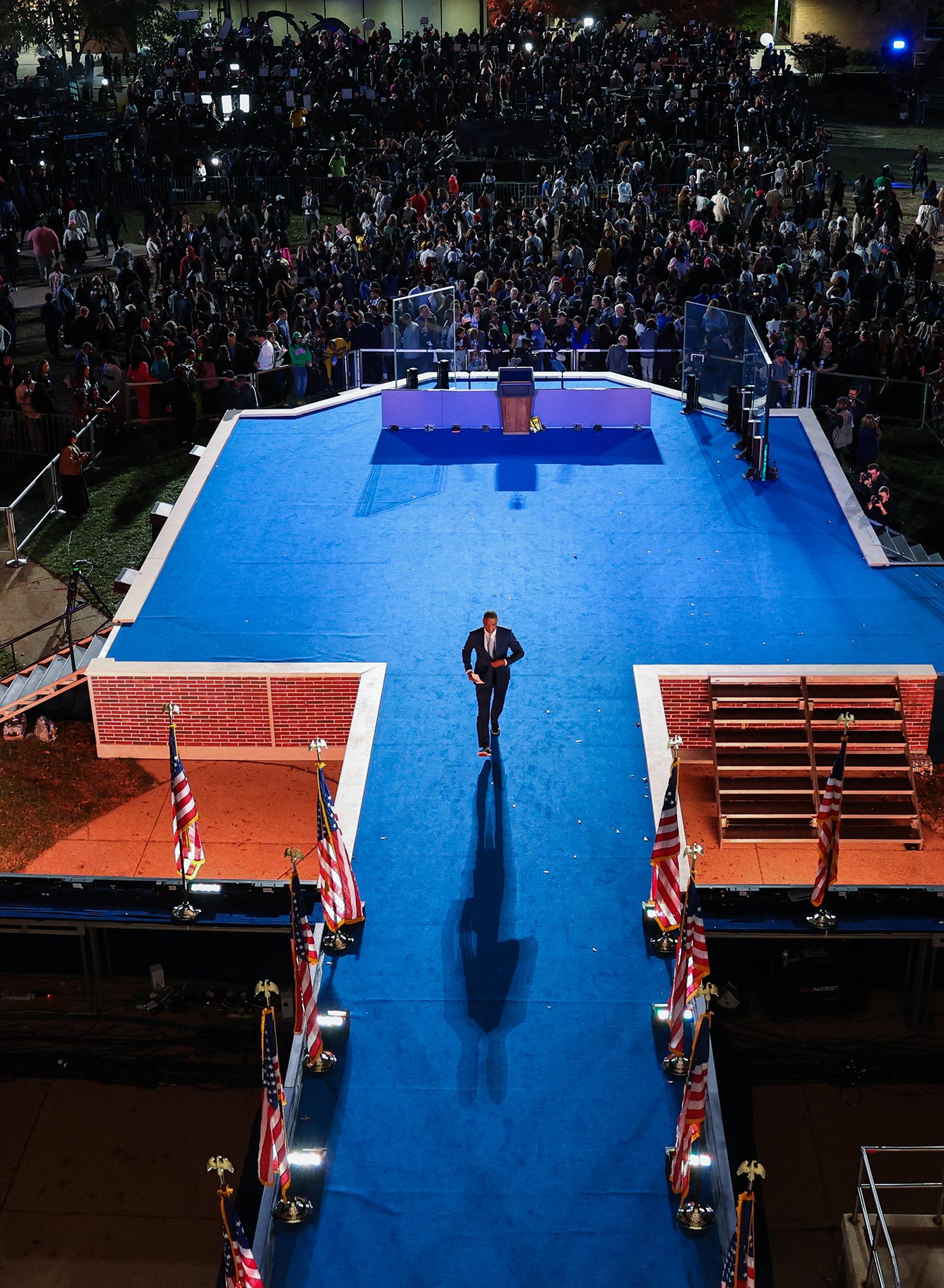 Cedric Richmond leaves the stage at the Howard University event in Washington DC (Mike Blake/Reuters)