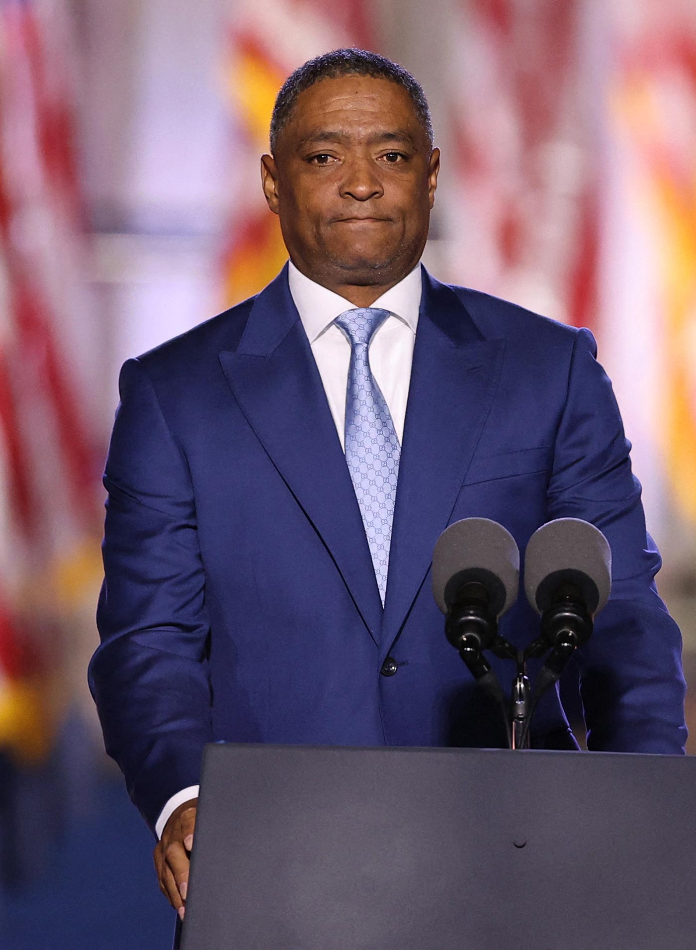 Harris campaign co-chair Cedric Richmond at the Howard University event in Washington DC (Mike Blake/Reuters)