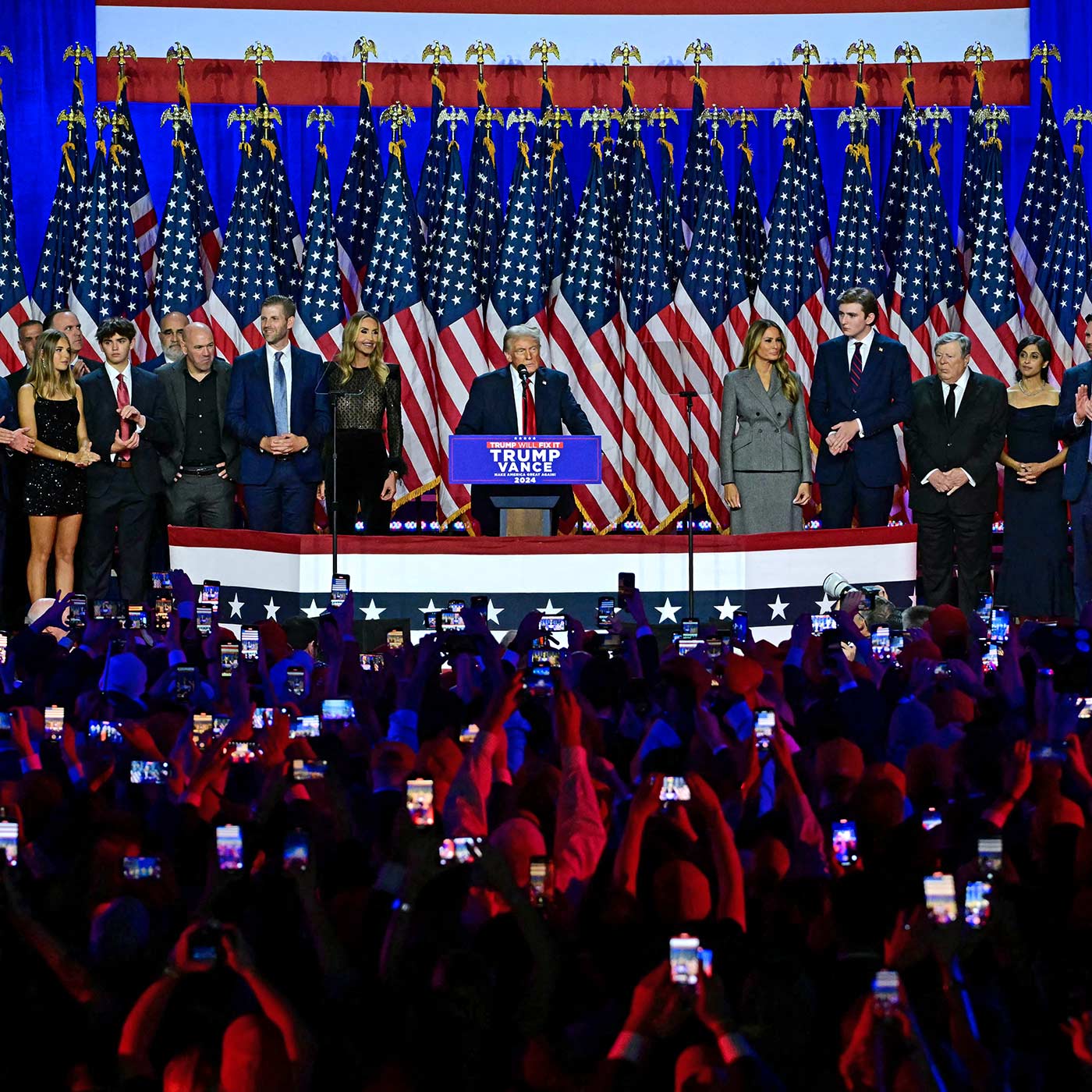 Donald Trump speaks at the West Palm Beach Convention Center in Florida (Jim Watson/AFP)