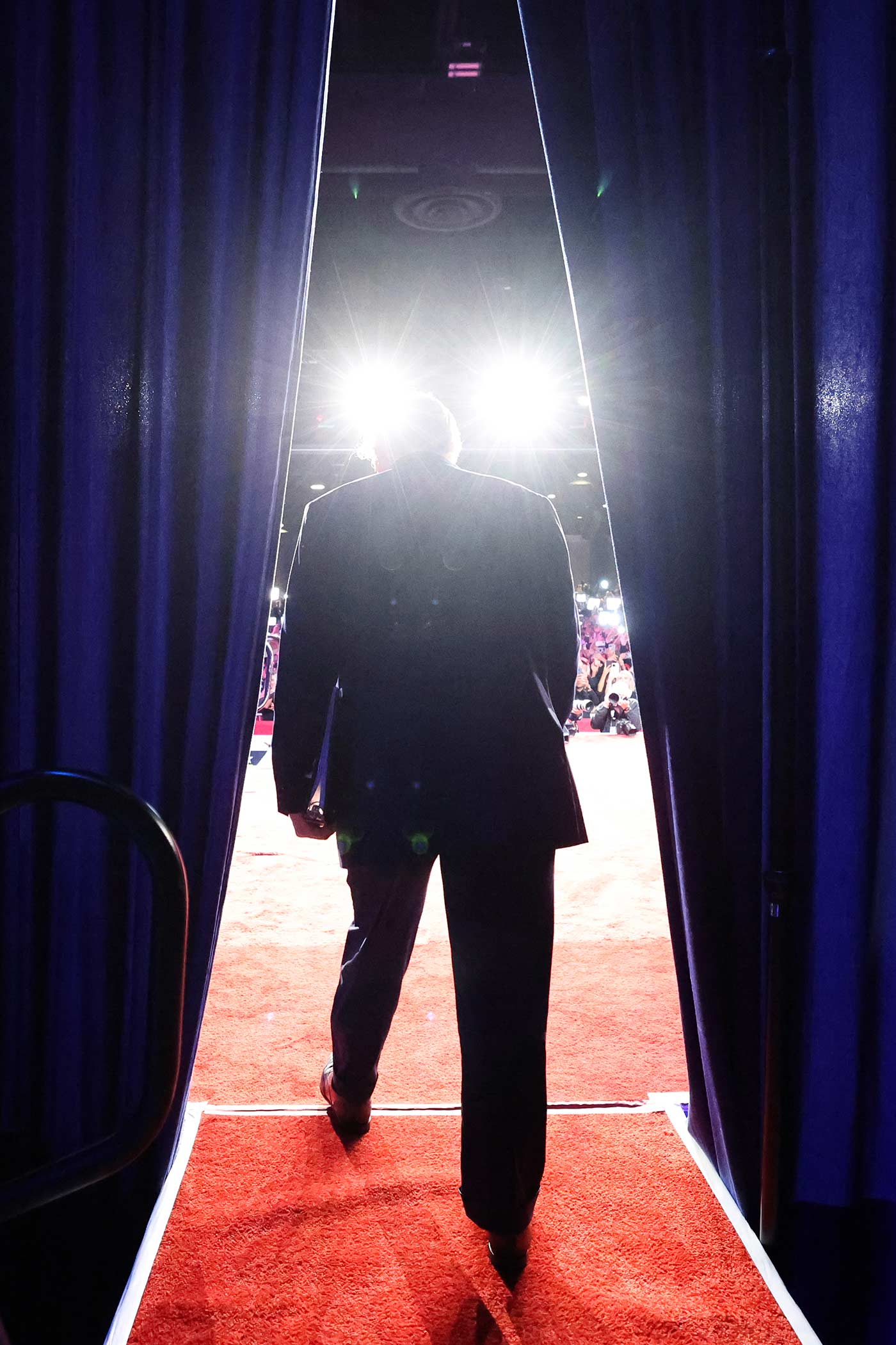 Donald Trump arrives to speak at the Palm Beach Convention Center in Florida (Win McNamee/Getty Images)