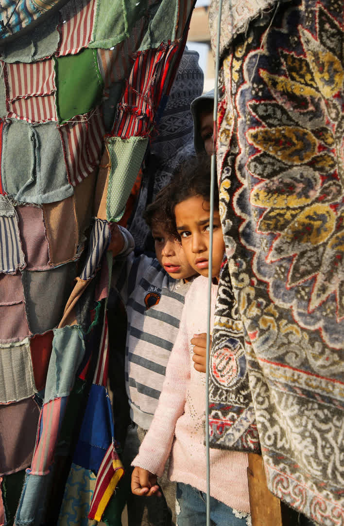 Displaced Palestinians in Khan Younis in the southern Gaza Strip October 7, 2024.