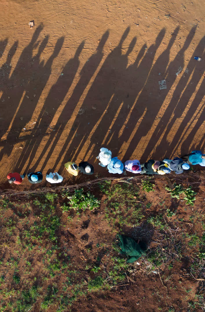 A drone view shows people queuing to vote during the South African elections, in Johannesburg, South Africa 29 May 2024.