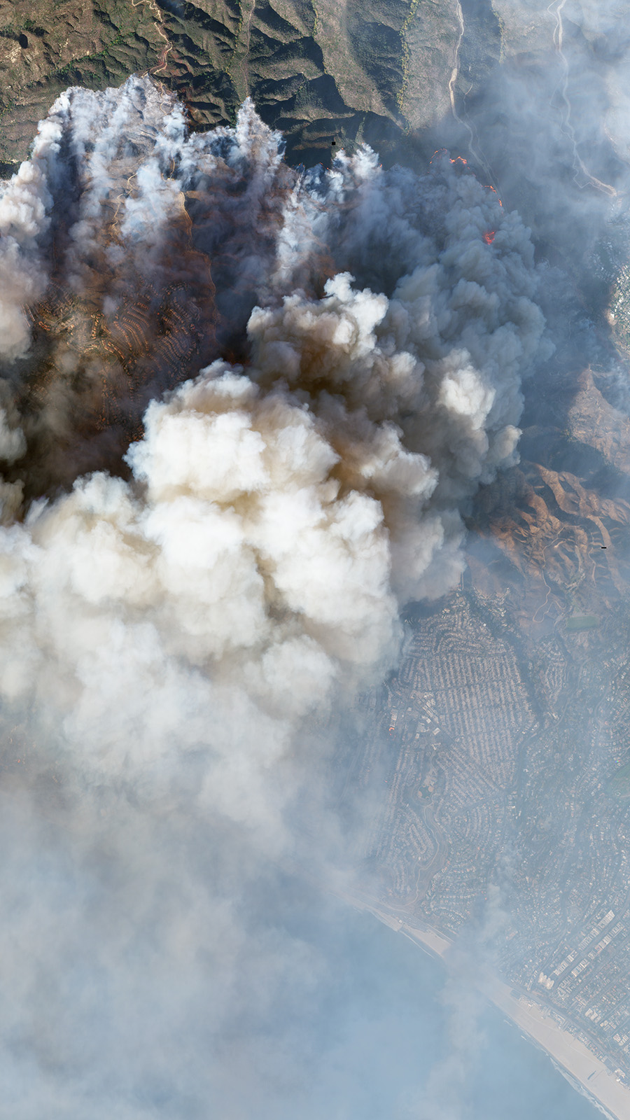 Satellite image showing smoke from the fires on the Pacific Palisades area of Los Angeles